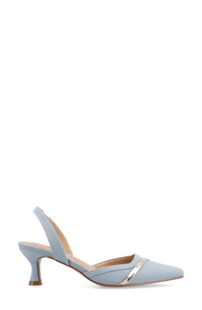 Journee Collection Women's Nellia Wide Width Slingback Kitten Heel Pumps In Denim
