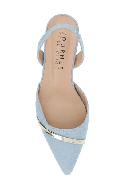 Journee Collection Women's Nellia Wide Width Slingback Kitten Heel Pumps In Denim
