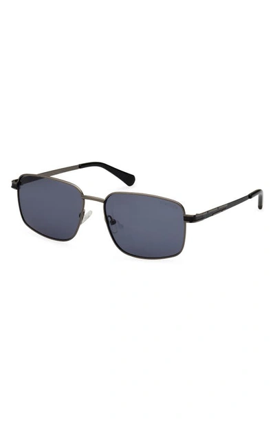 Shop Kenneth Cole 58mm Rectangular Sunglasses In Shiny Dark Nickeltin / Smoke