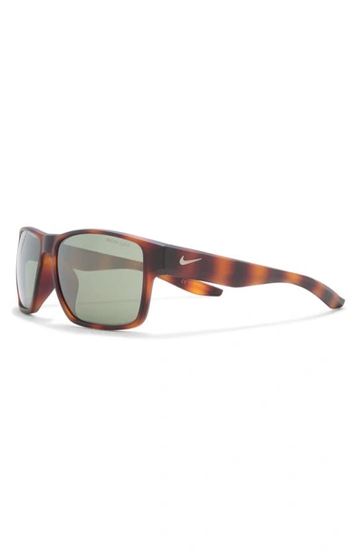 Nike Essential Venture 59mm Square Sunglasses In Matte Tortoise Green Gunmetal