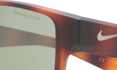 Nike Essential Venture 59mm Square Sunglasses In Matte Tortoise Green Gunmetal