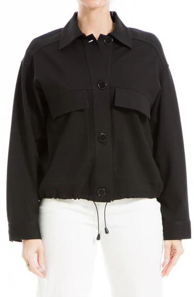 Shop Max Studio Ponte Two-pocket Drawstring Jacket In Black