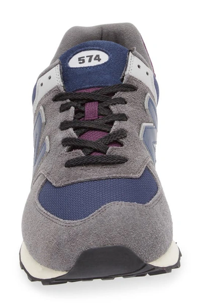 Shop New Balance Gender Inclusive 574 Sneaker In Grey/ Navy/ Purple
