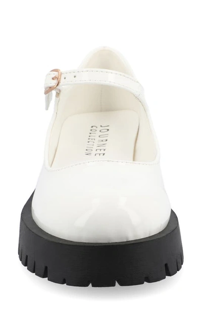 Shop Journee Collection Kamie Mary Jane Platform Flat In Patent/ White