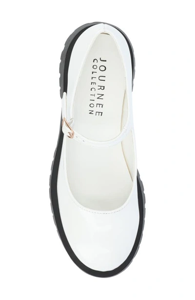 Shop Journee Collection Kamie Mary Jane Platform Flat In Patent/ White