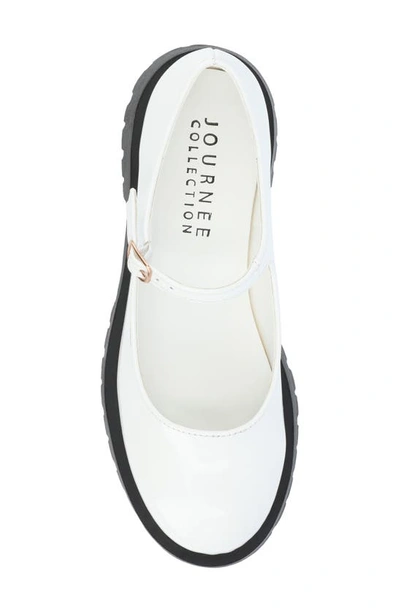 Journee Collection Kamie Mary Jane Platform Flat In Patent/ White