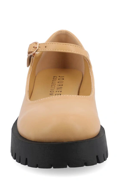 Shop Journee Collection Kamie Mary Jane Platform Flat In Tan