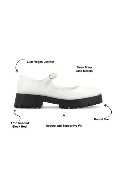 Journee Collection Kamie Mary Jane Platform Flat In Patent/ White