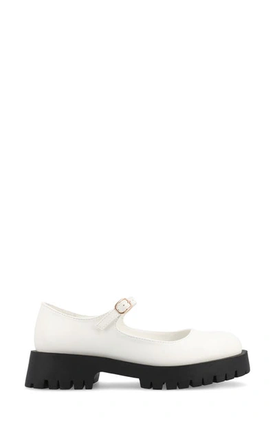 Journee Collection Kamie Mary Jane Platform Flat In White