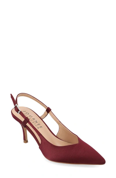 Shop Journee Collection Knightly Pointed Toe Slingback Pump In Wine