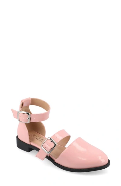 Shop Journee Collection Constance Buckle Strap Flat In Blush