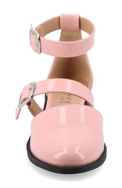 Shop Journee Collection Constance Buckle Strap Flat In Blush