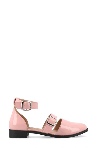 Shop Journee Collection Constance Buckle Strap Flat In Blush