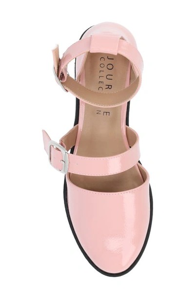 Journee Collection Constance Buckle Strap Flat In Blush