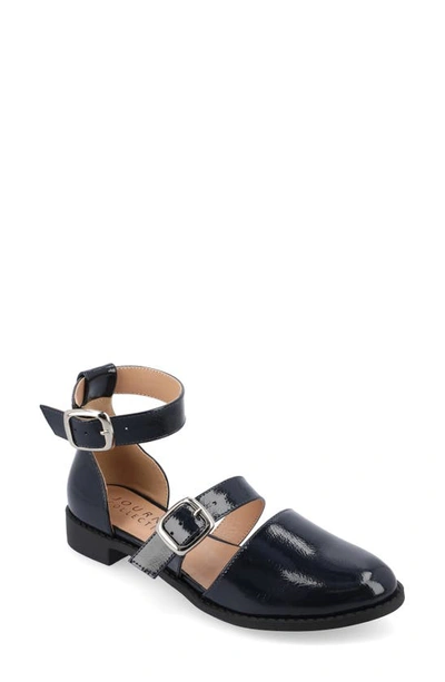 Shop Journee Collection Constance Buckle Strap Flat In Navy