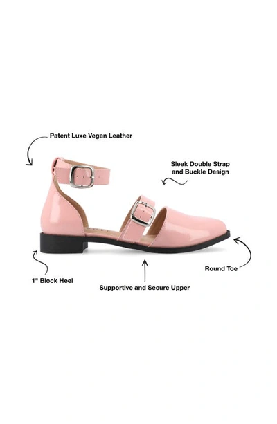 Shop Journee Collection Constance Buckle Strap Flat In Blush