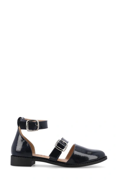 Shop Journee Collection Constance Buckle Strap Flat In Navy