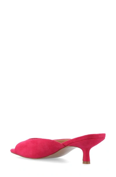 Journee Collection Womens Medium And Wide Width Larna Slip On Kitten Heel Open Toe Pumps In Fuchsia
