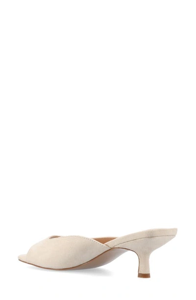 Journee Collection Womens Medium And Wide Width Larna Slip On Kitten Heel Open Toe Pumps In Bone