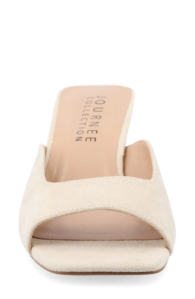 Journee Collection Womens Medium And Wide Width Larna Slip On Kitten Heel Open Toe Pumps In Bone