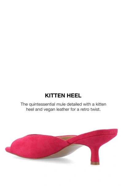 Journee Collection Womens Medium And Wide Width Larna Slip On Kitten Heel Open Toe Pumps In Fuchsia