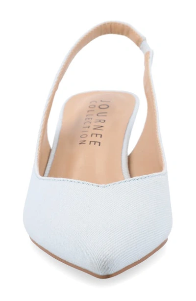 Journee Collection Women's Mikoa Wide Width Kitten Heel Sling Back Pointed Toe Pumps In Denim