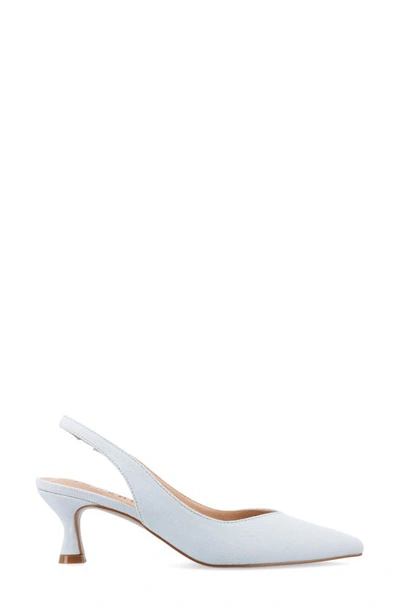 Journee Collection Women's Mikoa Wide Width Kitten Heel Sling Back Pointed Toe Pumps In Denim