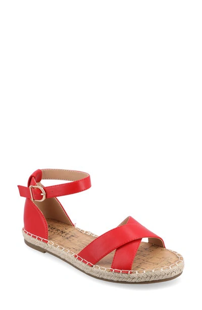 Shop Journee Collection Lyddia Ankle Strap Espadrille Sandal In Red