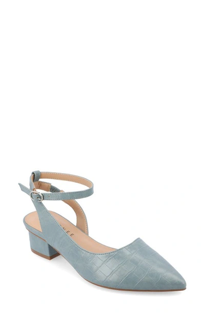 Shop Journee Collection Keefa Croc Embossed Pointed Toe Pump In Blue