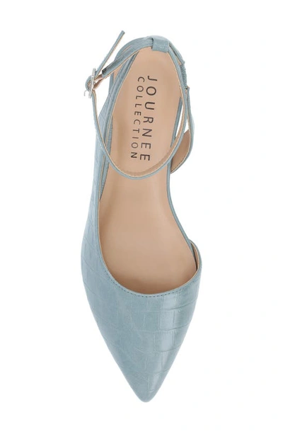 Shop Journee Collection Keefa Croc Embossed Pointed Toe Pump In Blue