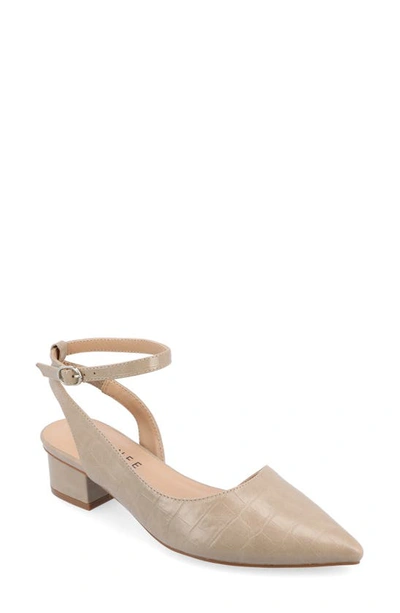 Shop Journee Collection Keefa Croc Embossed Pointed Toe Pump In Taupe