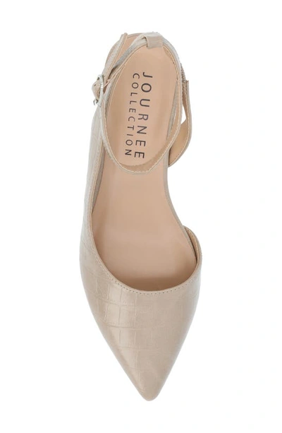 Shop Journee Collection Keefa Croc Embossed Pointed Toe Pump In Taupe