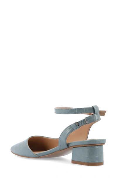 Shop Journee Collection Keefa Croc Embossed Ankle Strap Pump In Blue