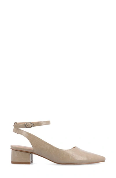 Shop Journee Collection Keefa Croc Embossed Ankle Strap Pump In Taupe