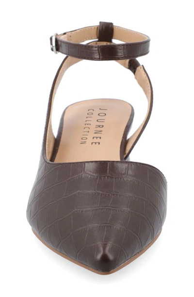 Journee Collection Women's Keefa Wide Width Ankle Strap Flats In Brown
