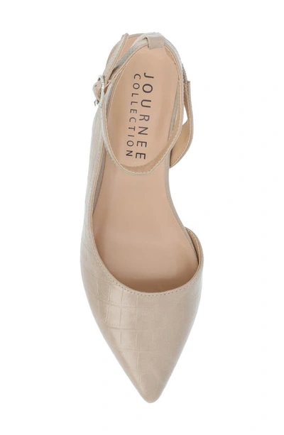 Shop Journee Collection Keefa Croc Embossed Ankle Strap Pump In Taupe