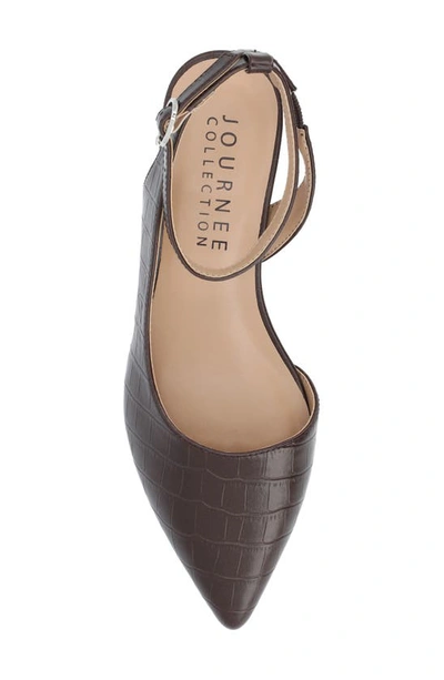 Shop Journee Collection Keefa Croc Embossed Ankle Strap Pump In Brown