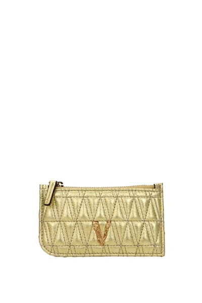 Shop Versace Coin Purses Leather Gold