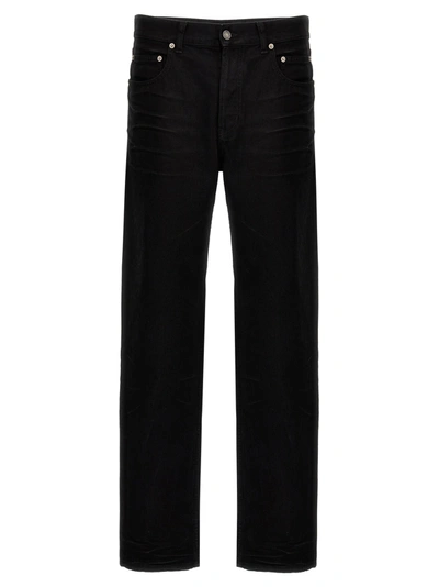 Shop Saint Laurent Crinkled Effect Jeans Black
