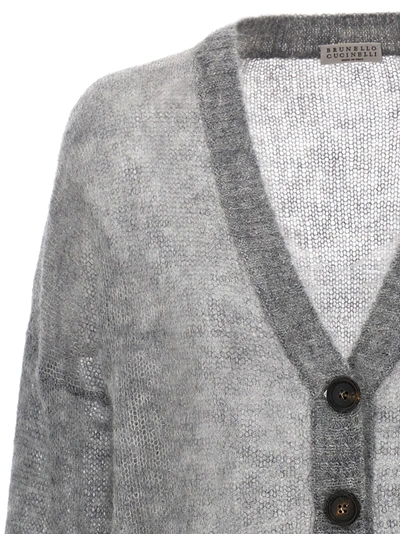 Shop Brunello Cucinelli Cropped Cardigan Sweater, Cardigans Gray