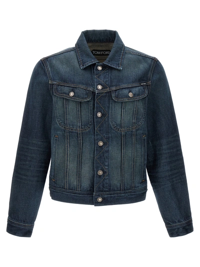 Shop Tom Ford Denim Jacket Casual Jackets, Parka Blue