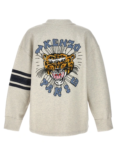 Shop Kenzo Drawn Varsity Sweater, Cardigans Gray