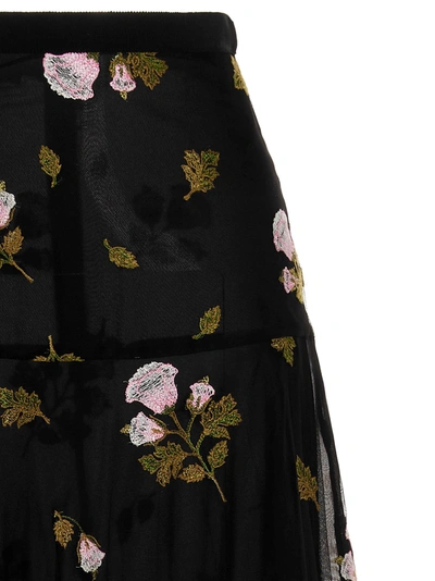 Shop Giambattista Valli Embroidered Long Tulle Skirt Skirts Black
