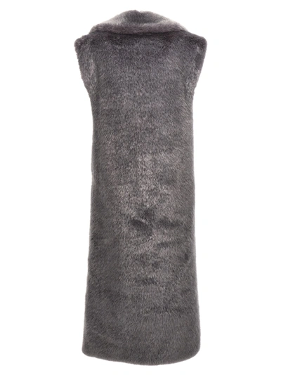 Philosophy Extra Long Faux Fur Vest Gilet Gray