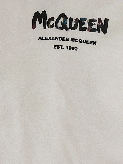 Shop Alexander Mcqueen Logo Print Down Jacket Casual Jackets, Parka White