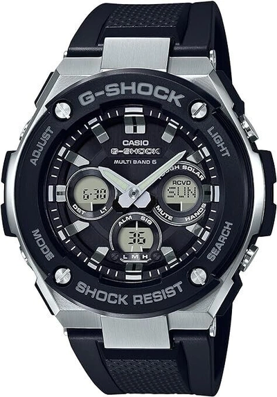 Pre-owned Casio G-shock Gst-w300-1ajf Mens Watch Solar World Time Black Silver From Japan