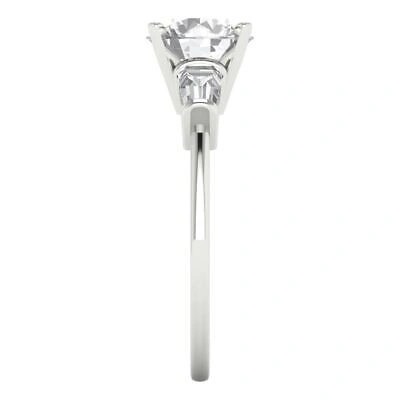 Pre-owned Pucci 2.2ct Round Baguette Cut Simulated Engagement Bridal 3-stone Ring 14k White Gold In White/colorless