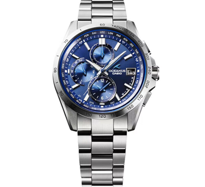 Pre-owned Casio Oceanus Ocw-t2600-2a3jf Blue Titanium Solar Radio Men Watch Made In Japan