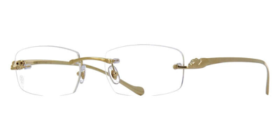 Pre-owned Cartier Panthere Ct00610-002 Rimless Gold Authentic Eyeglasses Frame 53-18 In Clear