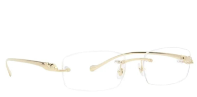 Pre-owned Cartier Panthere Ct00610-002 Rimless Gold Authentic Eyeglasses Frame 53-18 In Clear